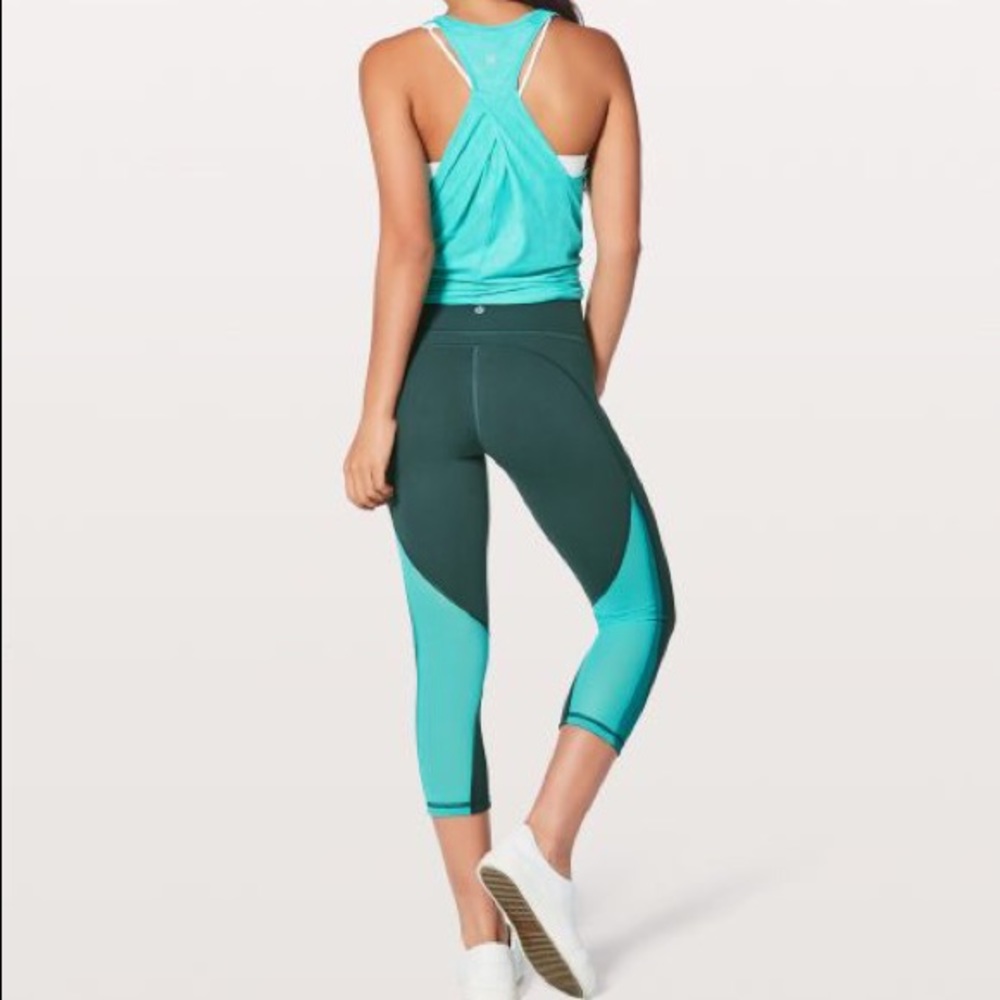 Lululemon Mix & Mesh Crop 21” Teal Green Leggings
